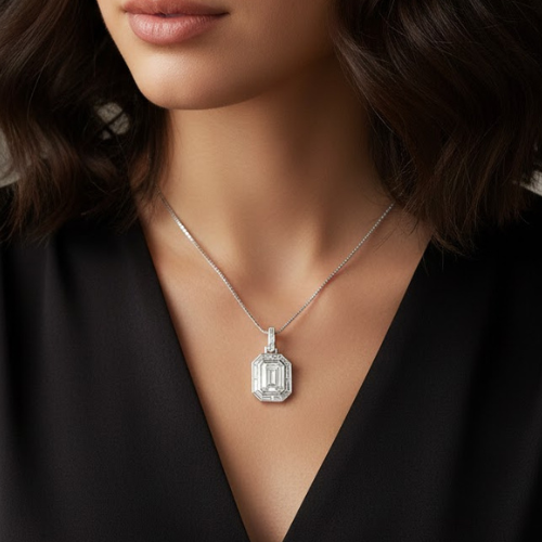 verdant | 8.94 ct mixed-shaped diamond & gemstone pendant in 14k white gold