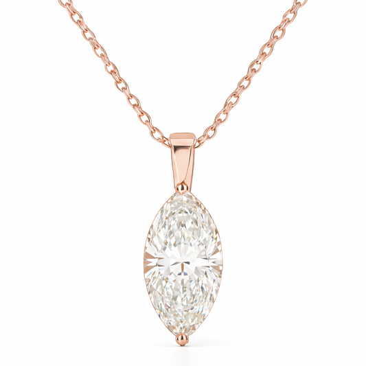 VESPER | 2.71 Ct Marquise Solitaire Pendant in 14K Rose Gold
