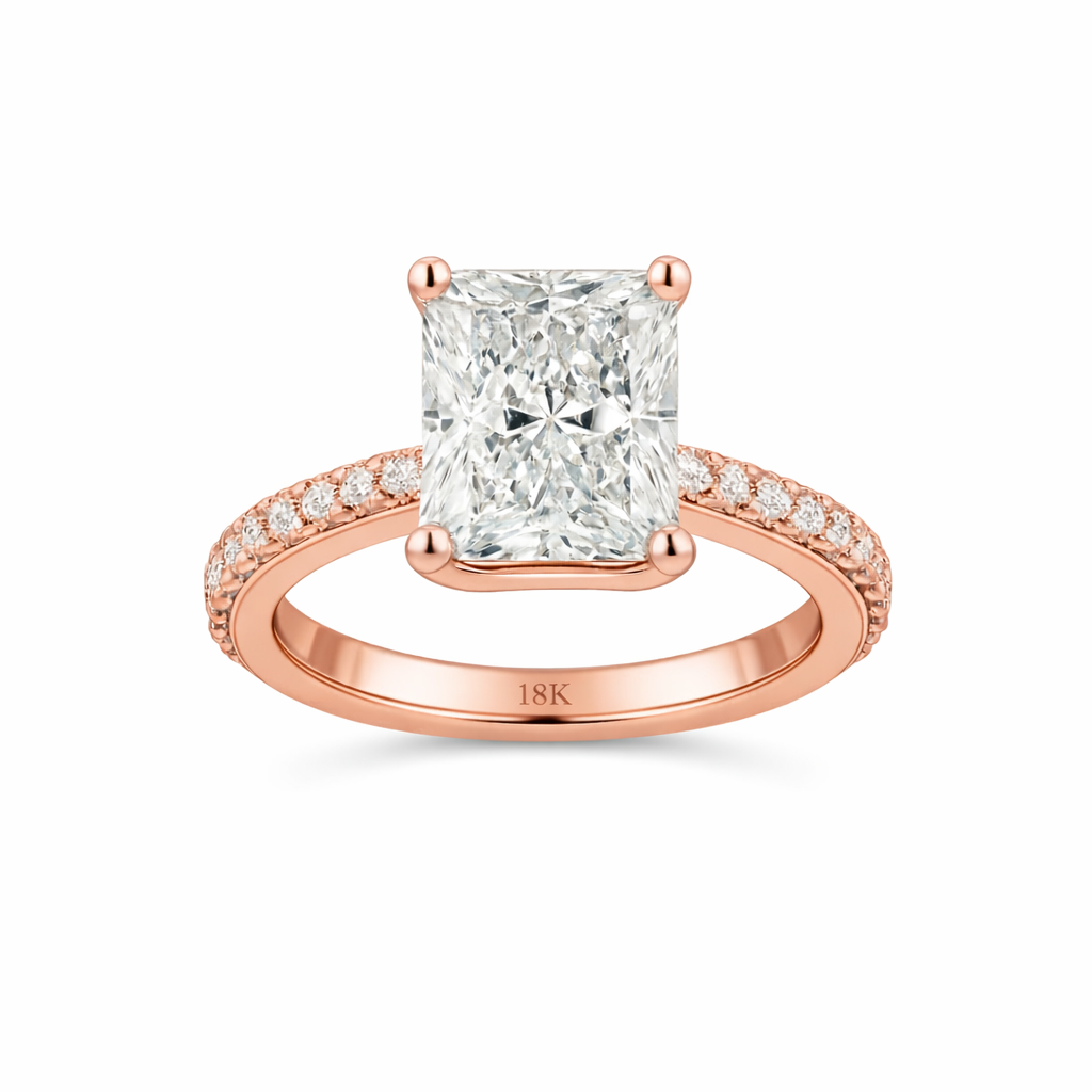 viceroy | 5.50 carat radiant cut ring in 18k rose gold - lab grown diamond