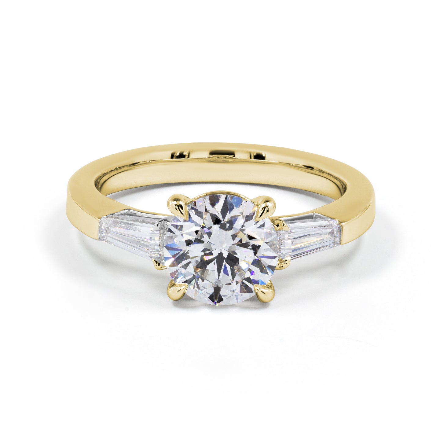 victoria | 2.6 ct round diamond 3-stone ring in 14k yellow gold - lab grown diamond