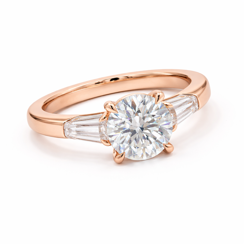 victoria | 2.6 ct round diamond 3-stone ring in 14k yellow gold - lab grown diamond