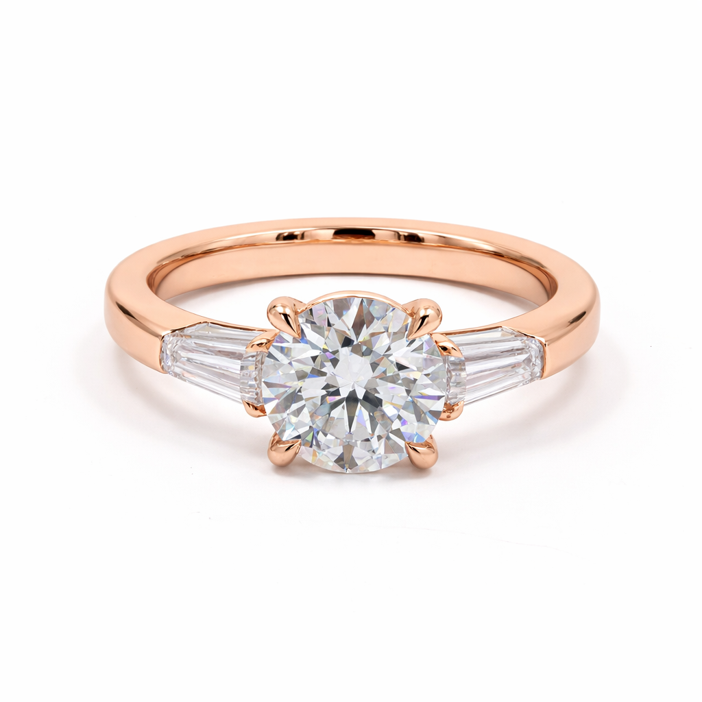 victoria | 2.6 ct round diamond 3-stone ring in 14k yellow gold - lab grown diamond
