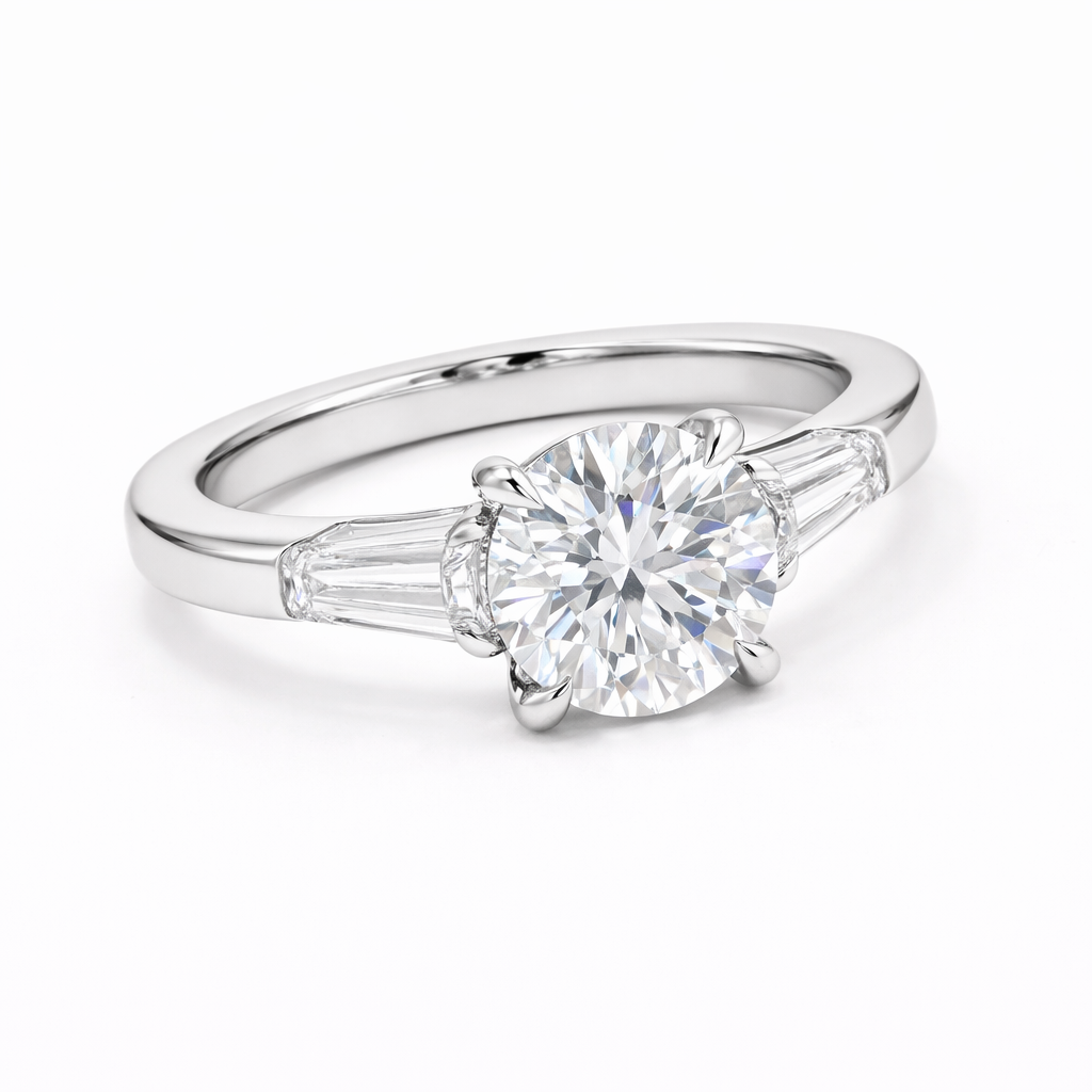 victoria | 2.6 ct round diamond 3-stone ring in 14k yellow gold - lab grown diamond