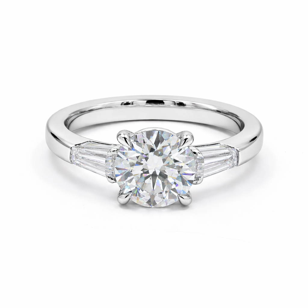 victoria | 2.6 ct round diamond 3-stone ring in 14k yellow gold - lab grown diamond