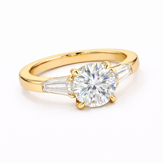 VICTORIA | 2.6 ct Round Diamond 3-Stone Ring in 14K Yellow Gold - Lab Grown Diamond