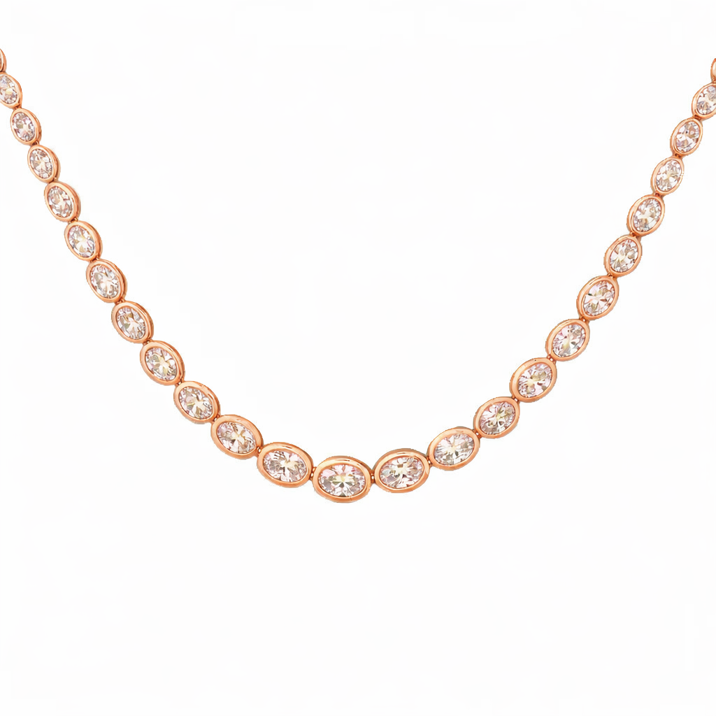 VIENNE oval diamond necklace 18.28 cts in 14K Rose gold
