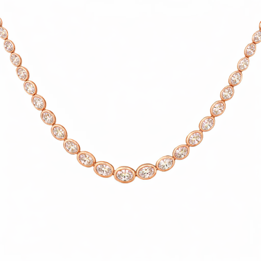 VIENNE oval diamond necklace 18.28 cts in 14K Rose gold