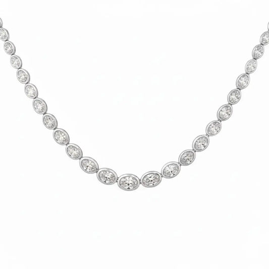 VIENNE oval diamond necklace 18.28 cts in 14K White gold