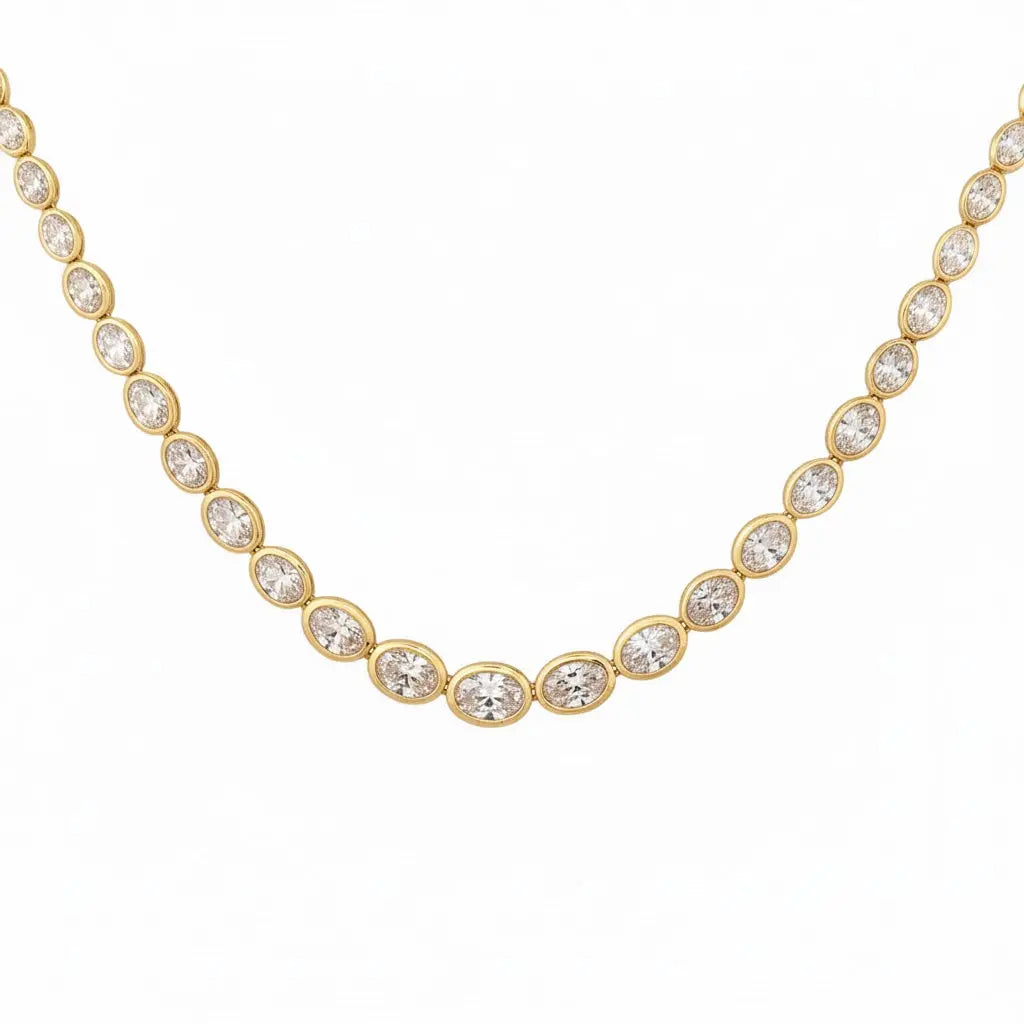 vienne oval diamond necklace 18.28 cts in 14k yellow gold