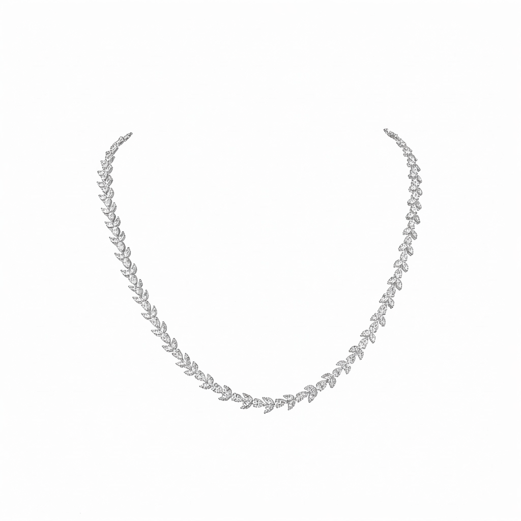 VINE | 11.65 Ct Mixed-Shape Diamond Tennis Necklace in 14K White Gold