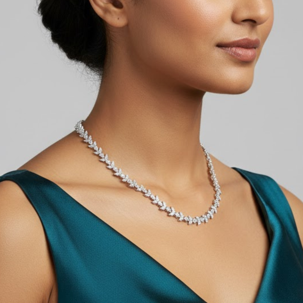 vine | 11.65 ct mixed-shape diamond tennis necklace in 14k white gold