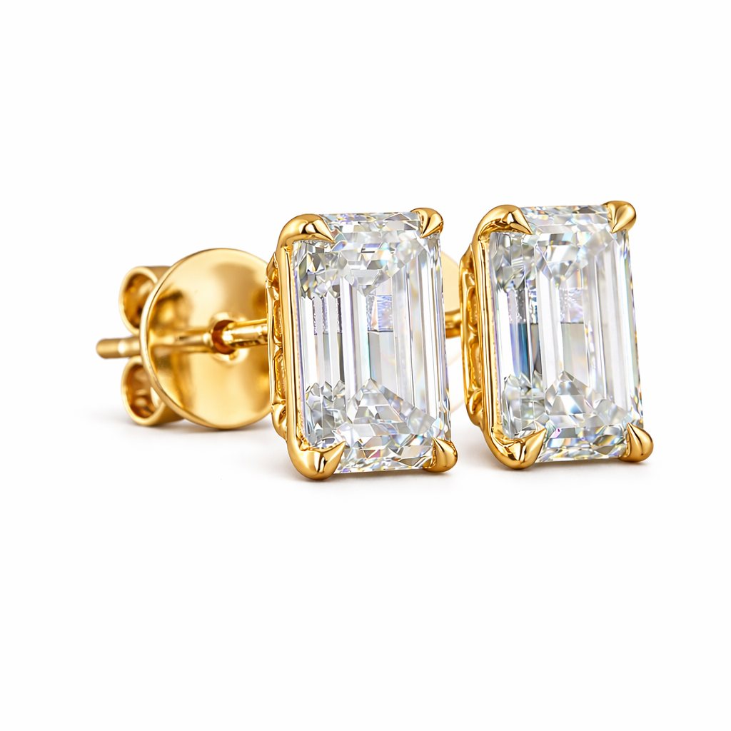 virielle | 2.09 ct  emerald martini diamond stud earrings in 14k yellow gold