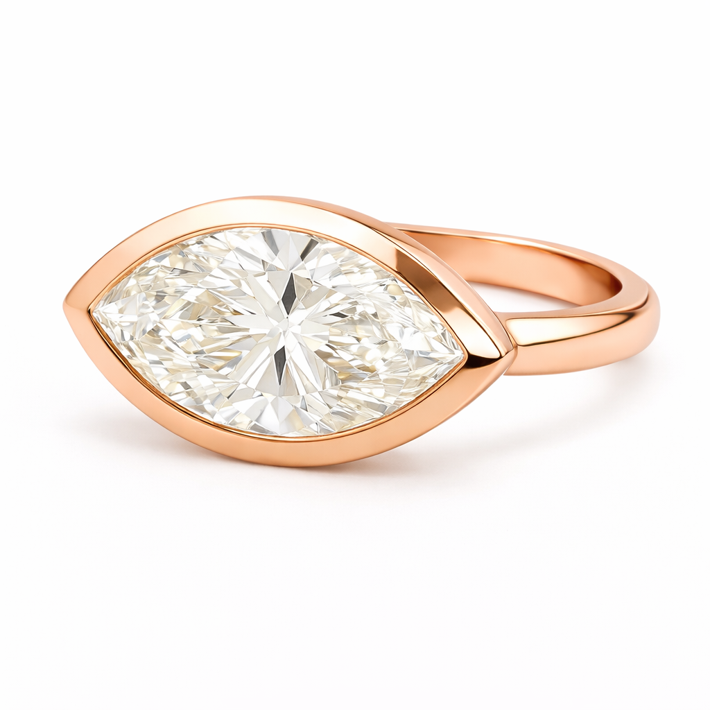 vivian | 5 carat marquise diamond solitaire ring in 14k rose gold - lab grown diamond