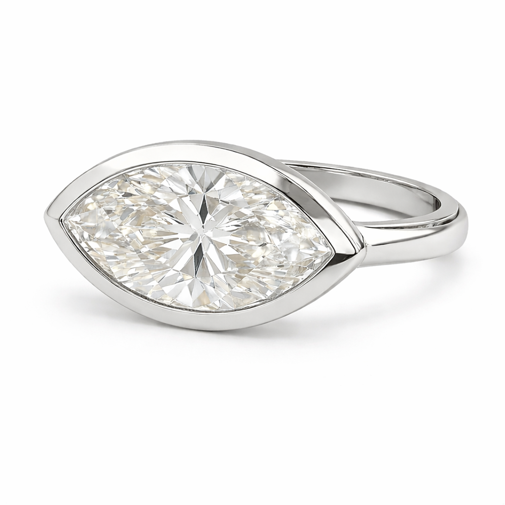 vivian | 5 carat marquise diamond solitaire ring in 14k white gold - lab grown diamond