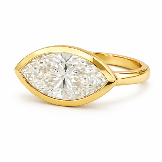 VIVIAN | 5 carat Marquise Diamond Solitaire Ring in 14K Yellow Gold - Lab Grown Diamond