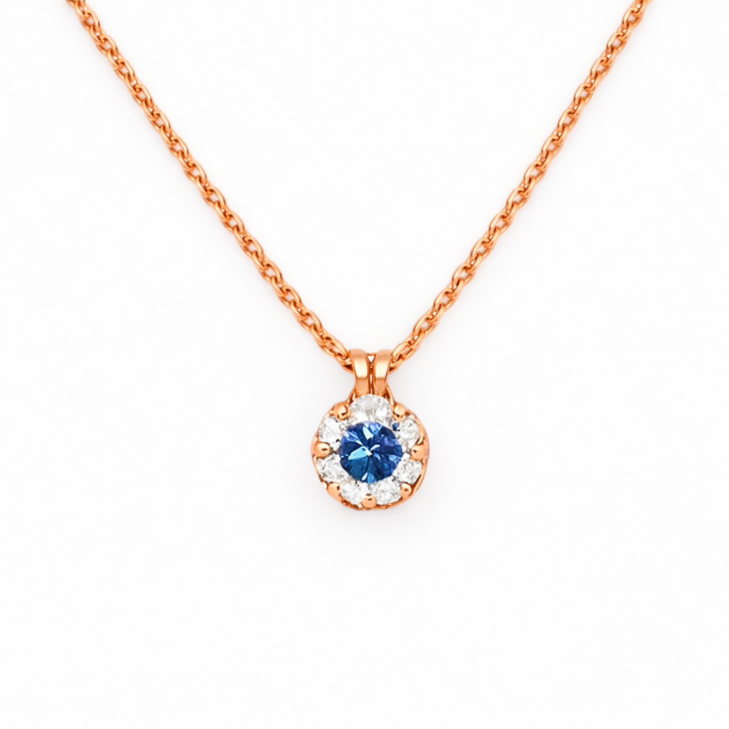 VIVIENNE | 1.54 Ct Old European Brilliant Solitaire Diamond Pendant in 14K Rose Gold