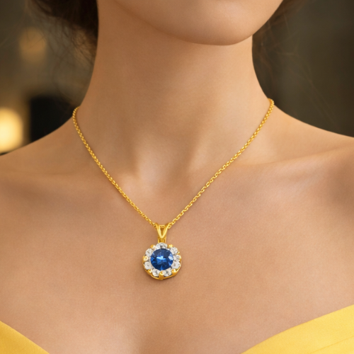 VIVIENNE | 1.54 Ct Old European Brilliant Solitaire Diamond Pendant in 14K Yellow Gold