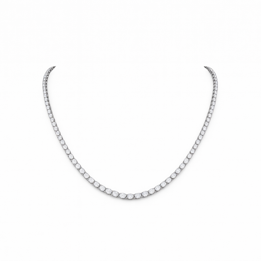 vortex | 12.34 ct oval diamond tennis necklace in 14k white gold - lab grown diamond