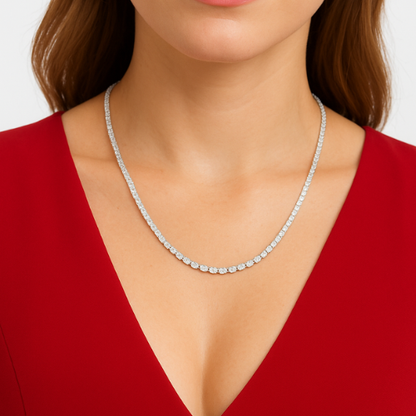 VORTEX | 12.34 Ct Oval Diamond Tennis Necklace in 14K White Gold - Lab Grown Diamond