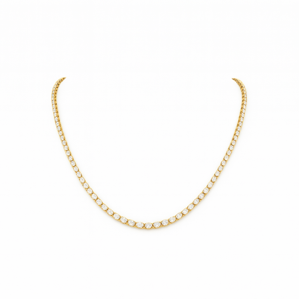 vortex | 12.34 ct oval diamond tennis necklace in 14k yellow gold - lab grown diamond
