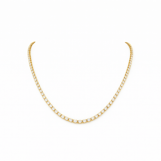 VORTEX | 12.34 Ct Oval Diamond Tennis Necklace in 14K Yellow Gold - Lab Grown Diamond
