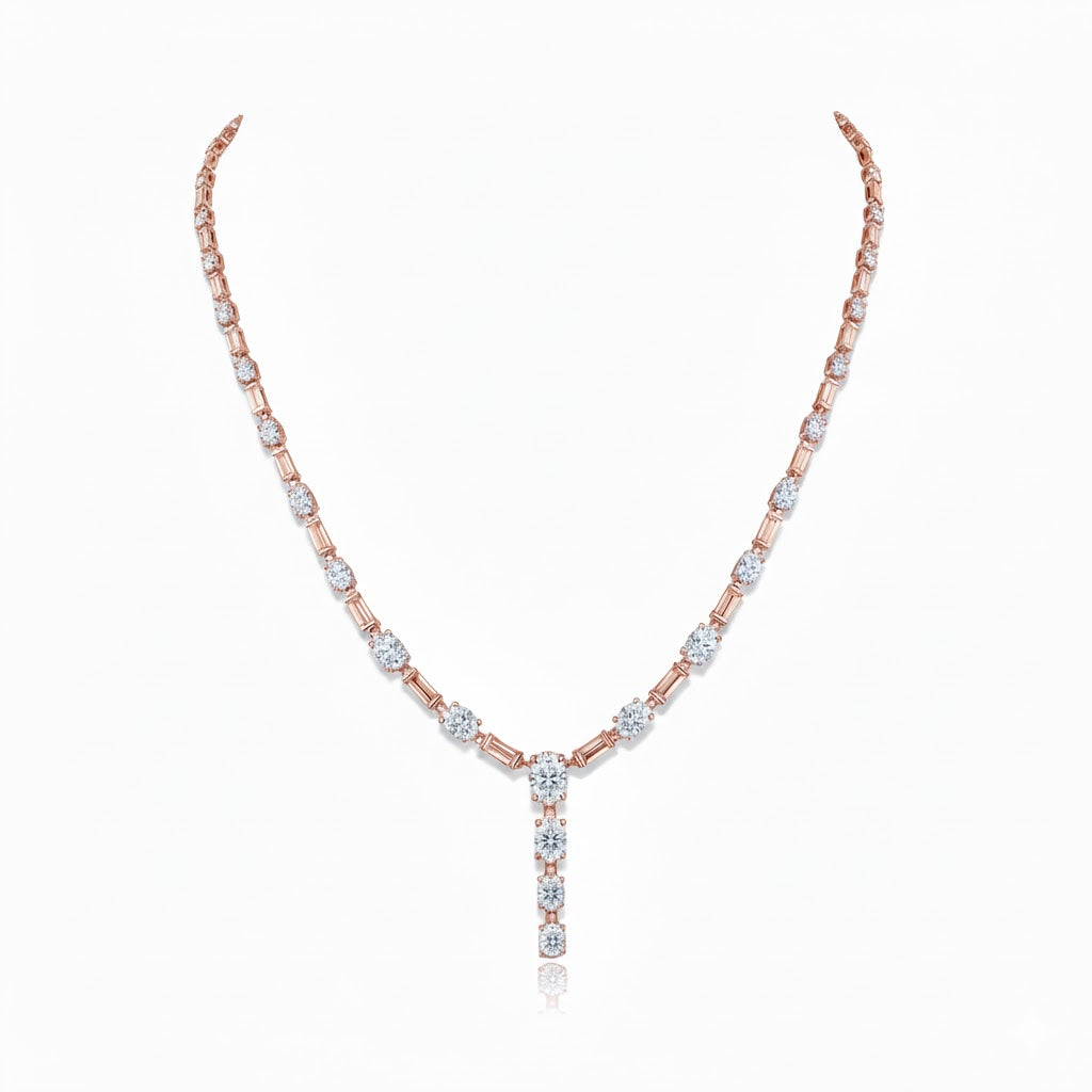 WHISPER | 11.61 Ct Mixed-Shape Diamond Necklace in 14K Rose Gold