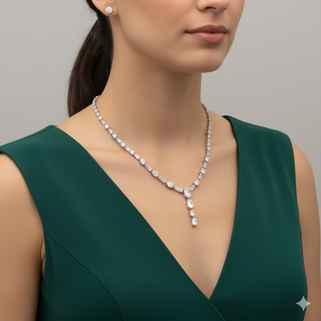 WHISPER | 11.61 Ct Mixed-Shape Diamond Necklace in 14K White Gold