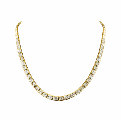 WINDSOR  | 9.85 Ct Emerald Diamond Tennis Necklace in 14K Yellow Gold