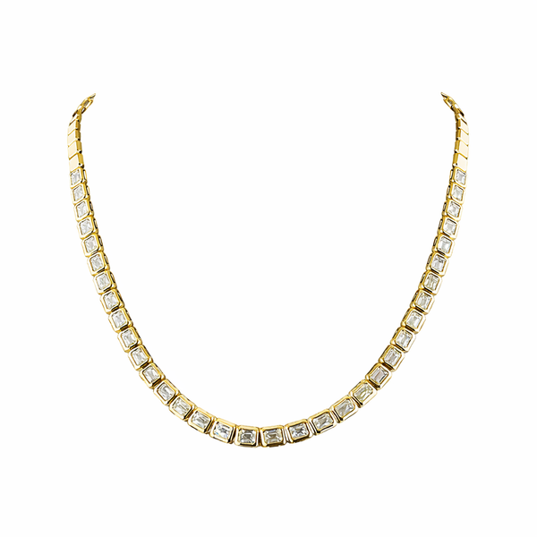 WINDSOR  | 9.85 Ct Emerald Diamond Tennis Necklace in 14K Yellow Gold