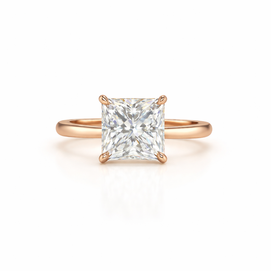 ZARA | 3.14 Ct Princess Diamond Solitaire Ring in 14K Yellow Gold - Lab Grown