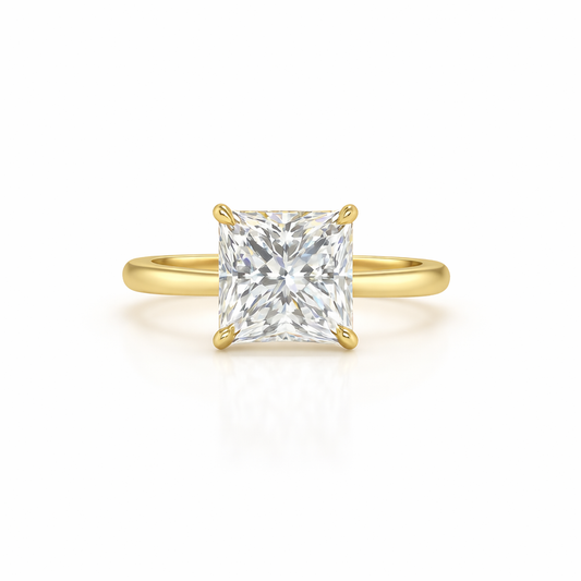 ZARA | 3.14 Ct Princess Diamond Solitaire Ring in 14K Yellow Gold - Lab Grown