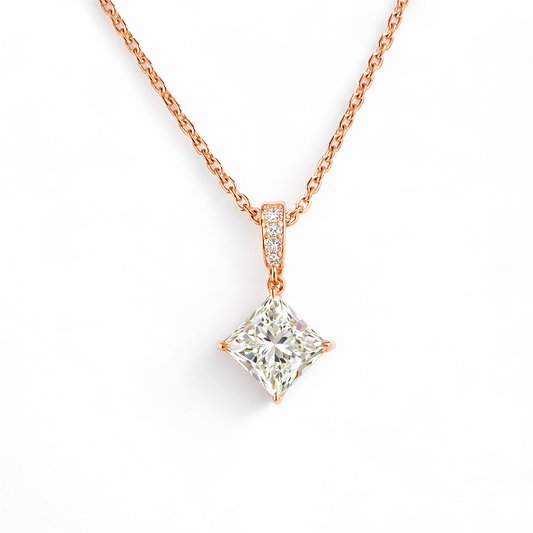 ZARIA | 2.83 Ct Princes Cut Diamond Pendant in 14K Rose Gold