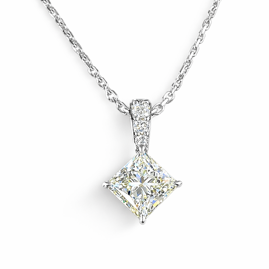 ZARIA | 2.83 Ct Princes Cut Diamond Pendant in 14K White Gold