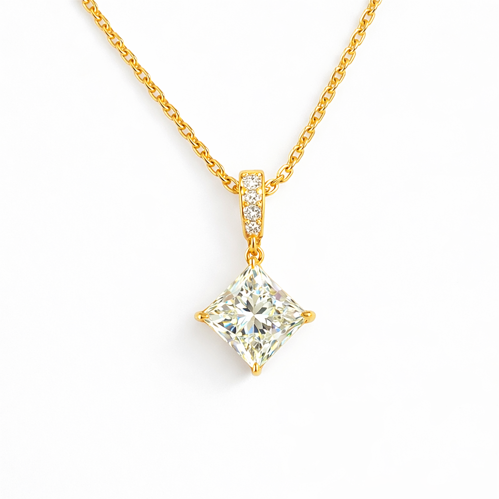 zaria | 2.83 ct princes cut diamond pendant in 14k yellow gold