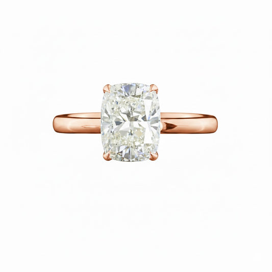 ZENITH | 2.1 CT Cushion Solitaire Ring in 14K Rose Gold - Lab Grown Diamond