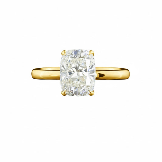 ZENITH | 2.1 CT Cushion Solitaire Ring in 14K Yellow Gold - Lab Grown Diamond