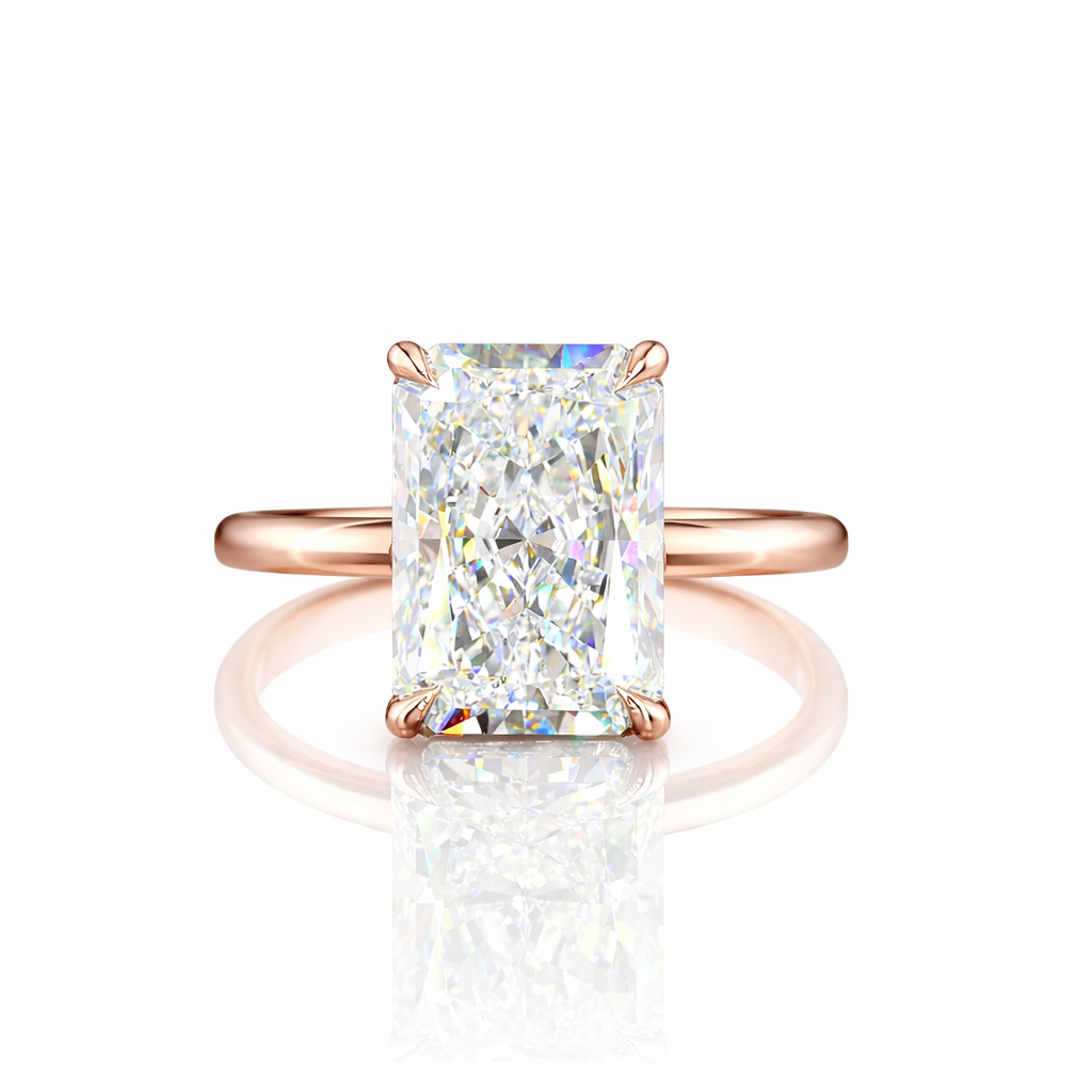 zephyr | 5.08 ct radiant solitaire ring in 14k rose gold - lab grown diamond