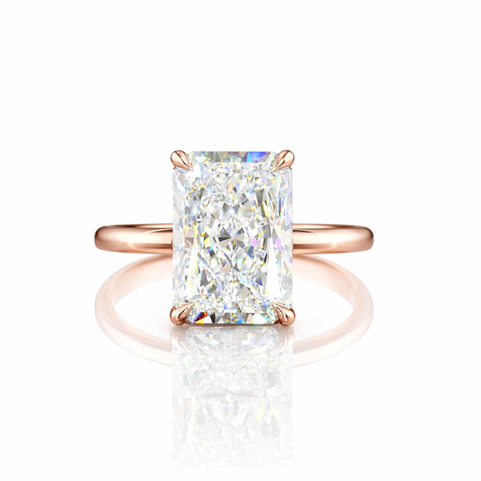 ZEPHYR | 5.08 Ct Radiant Solitaire Ring in 14K Rose Gold - Lab Grown Diamond