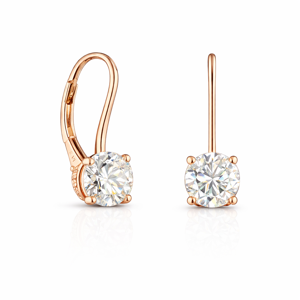 ziva | 2.11 ct  round shape hanging earring in 14k rose gold - lab grown diamond