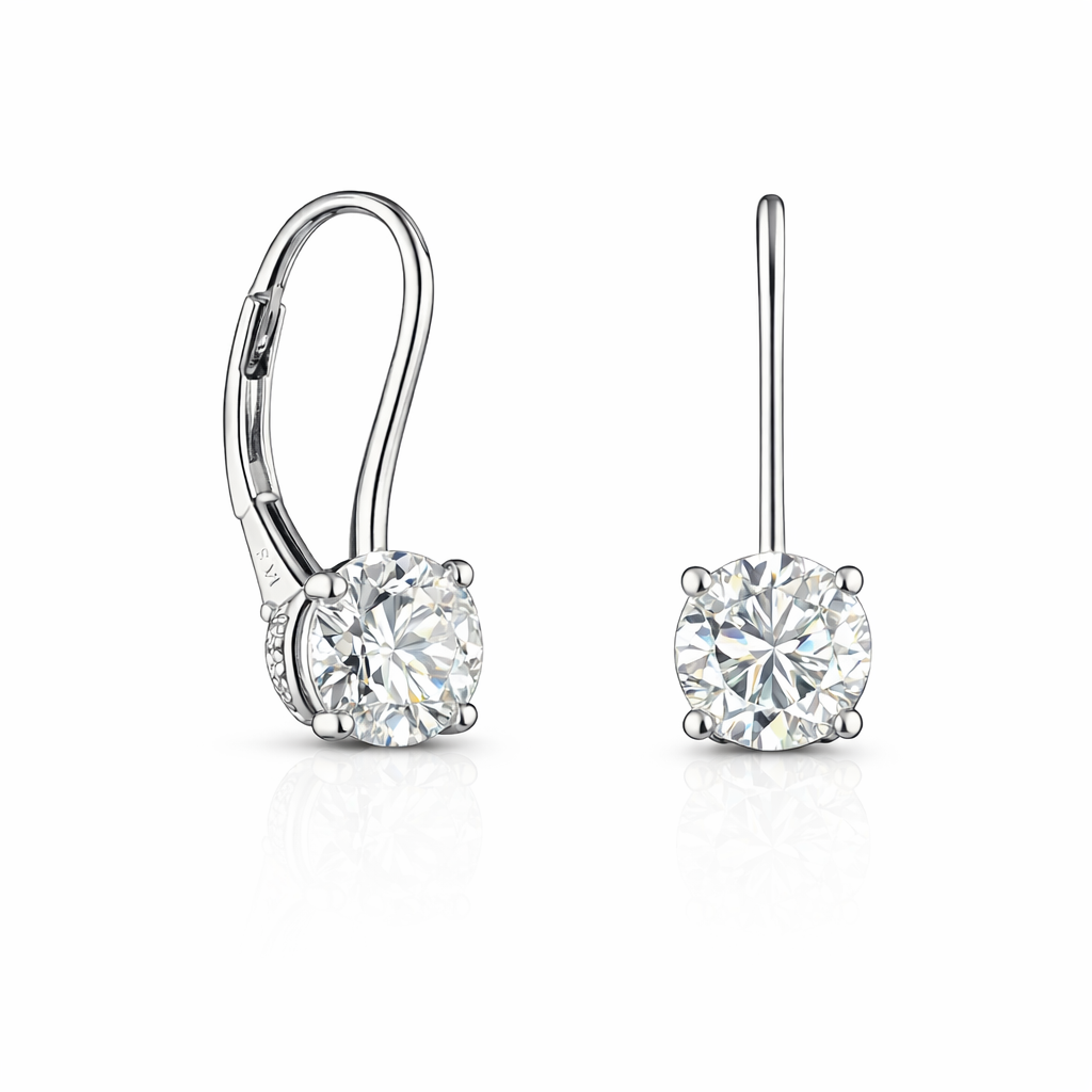 ziva | 2.11 ct  round shape hanging earring in 14k white gold - lab grown diamond