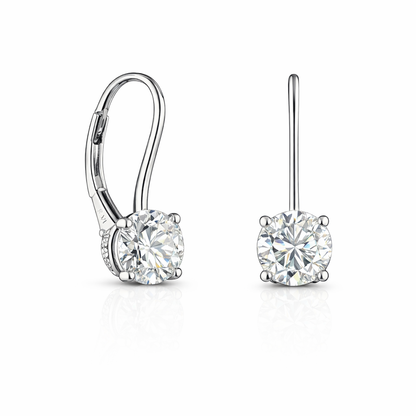 ZIVA | 2.11 Ct  Round Shape Hanging Earring in 14K White Gold - Lab Grown Diamond