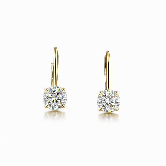 ZIVA | 2.11 Ct  Round Shape Hanging Earring in 14K yellow Gold - Lab Grown Diamond