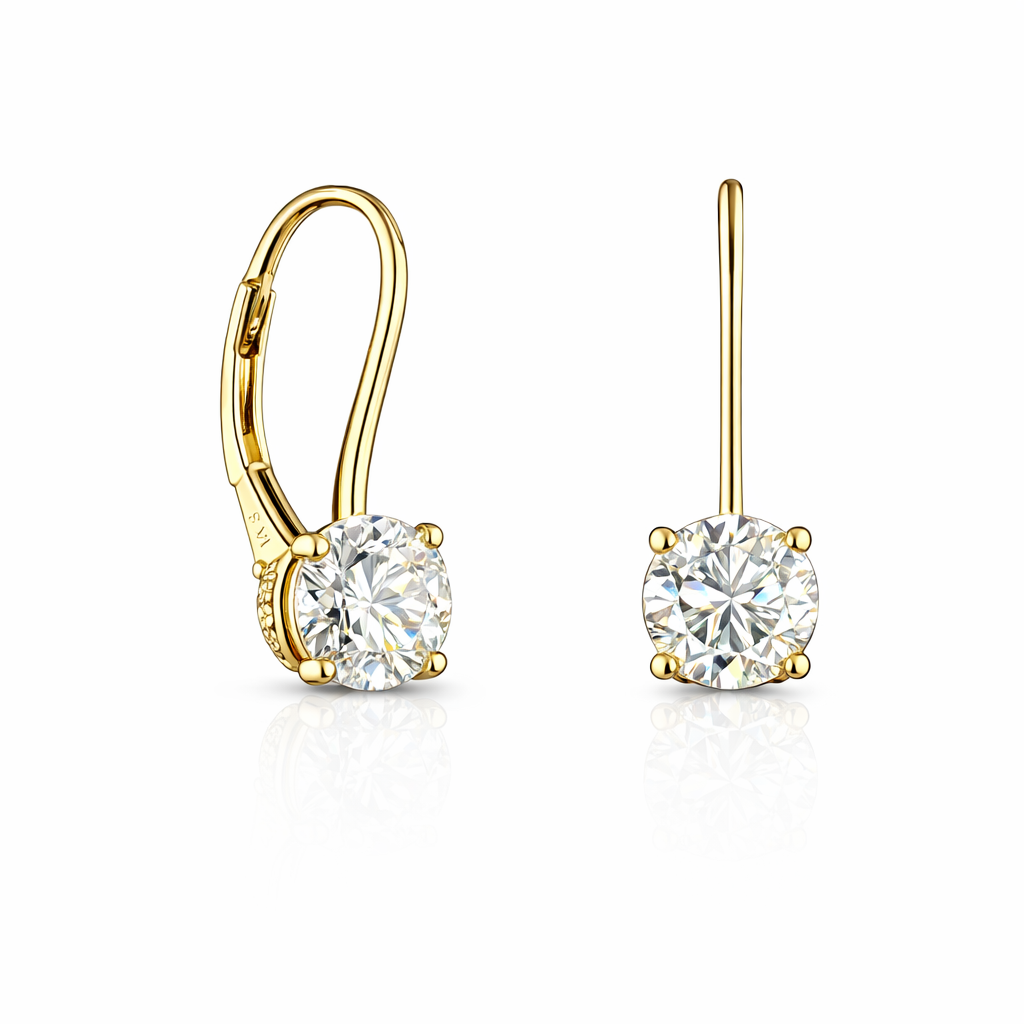 ziva | 2.11 ct  round shape hanging earring in 14k yellow gold - lab grown diamond