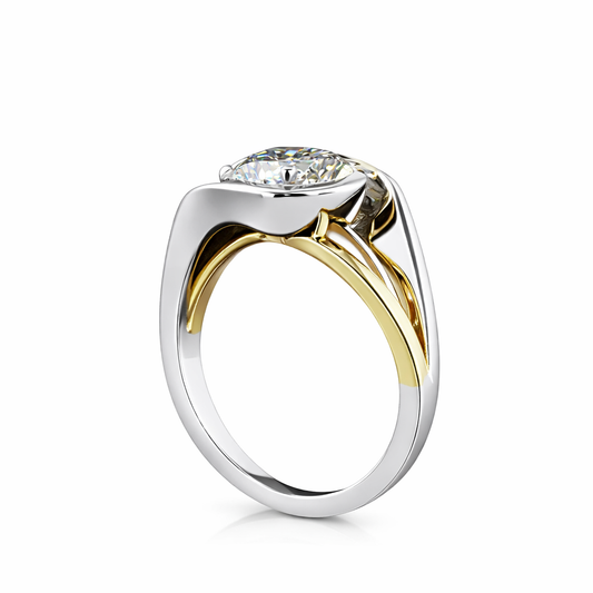 SENOVA DUET |2.54 Ct Round Shape Solitaire Ring in 14K TWO TONE