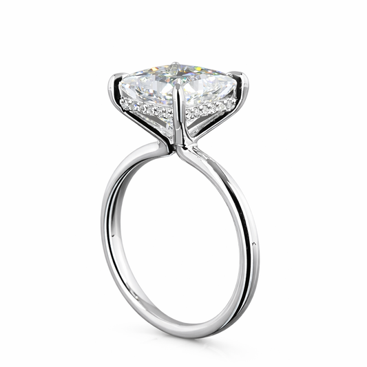 KENDRA | 5.23 Ct Princess Mixed-Shape Diamond Hidden Halo Ring in 14K White Gold