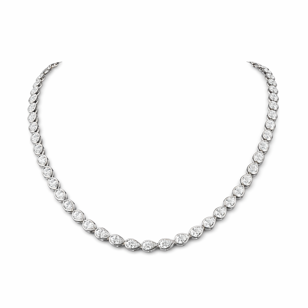 glimmer  | 11.86 ct pear diamond tennis necklace in 14k yellow - lab grown diamond