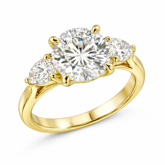 JOSEPHINE | 4.12ct Round Diamond 3-Stone Engagement Ring in 14K White Gold - Lab Grown Diamond