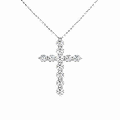 CELESTIA FAITH | 2.01 Ct Round Shape Cross Pendant in 14K WHITE- Lab Grown Diamonds