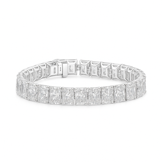 Crystal Embrace Radiant Bracelet | Total  32.49CT Natural | 14K White Gold
