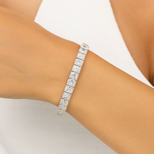 Crystal Embrace Radiant Bracelet | Total  32.49CT Natural | 14K White Gold